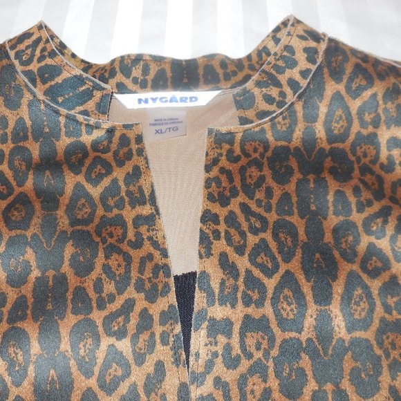 Jacket XL animal print long sleeve open front cardigan sweater black brown - Picture 9 of 14
